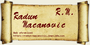 Radun Macanović vizit kartica